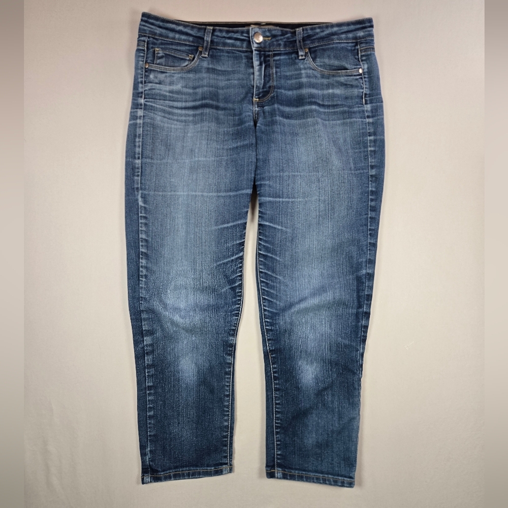 PAIGE Roxie Capri Jeans Size 29 Blue Medium Wash Made in USA EUC - Picture 1 of 15